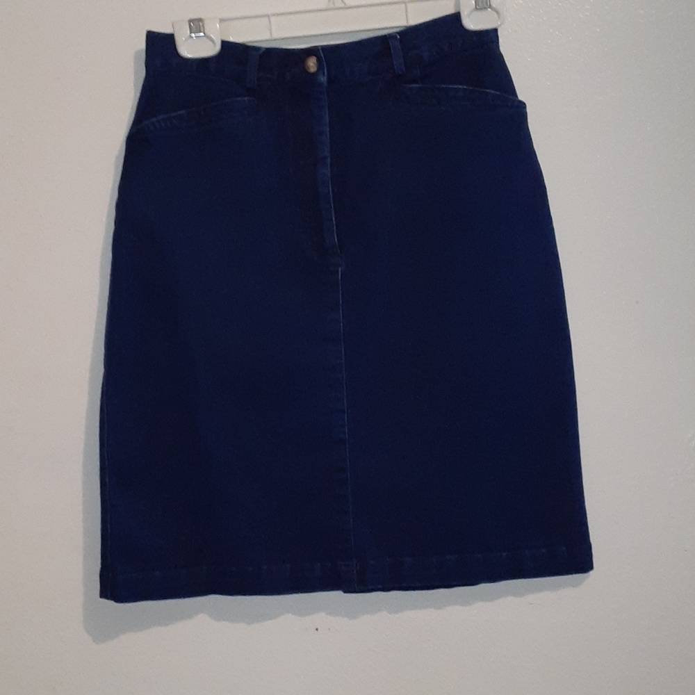 TALBOTS Dark Wash Denim Stretch High Waist Skirt